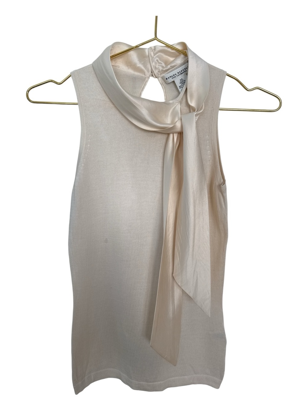 Banana Republic Cashmere Silk Cream Tie-Neck